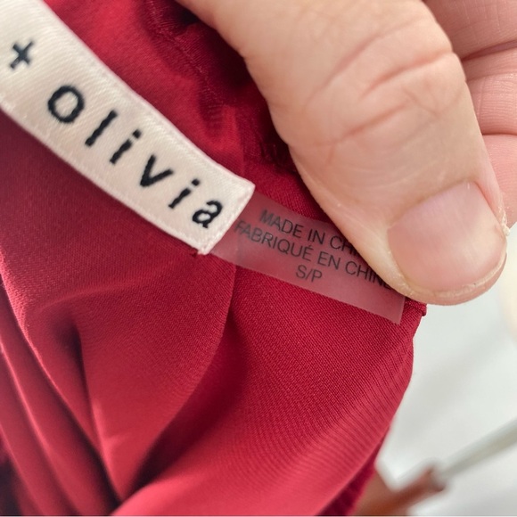 Alice + Olivia Red Long Sleeve Off the Shoulder Silk Mini Dress Small - Picture 3 of 7